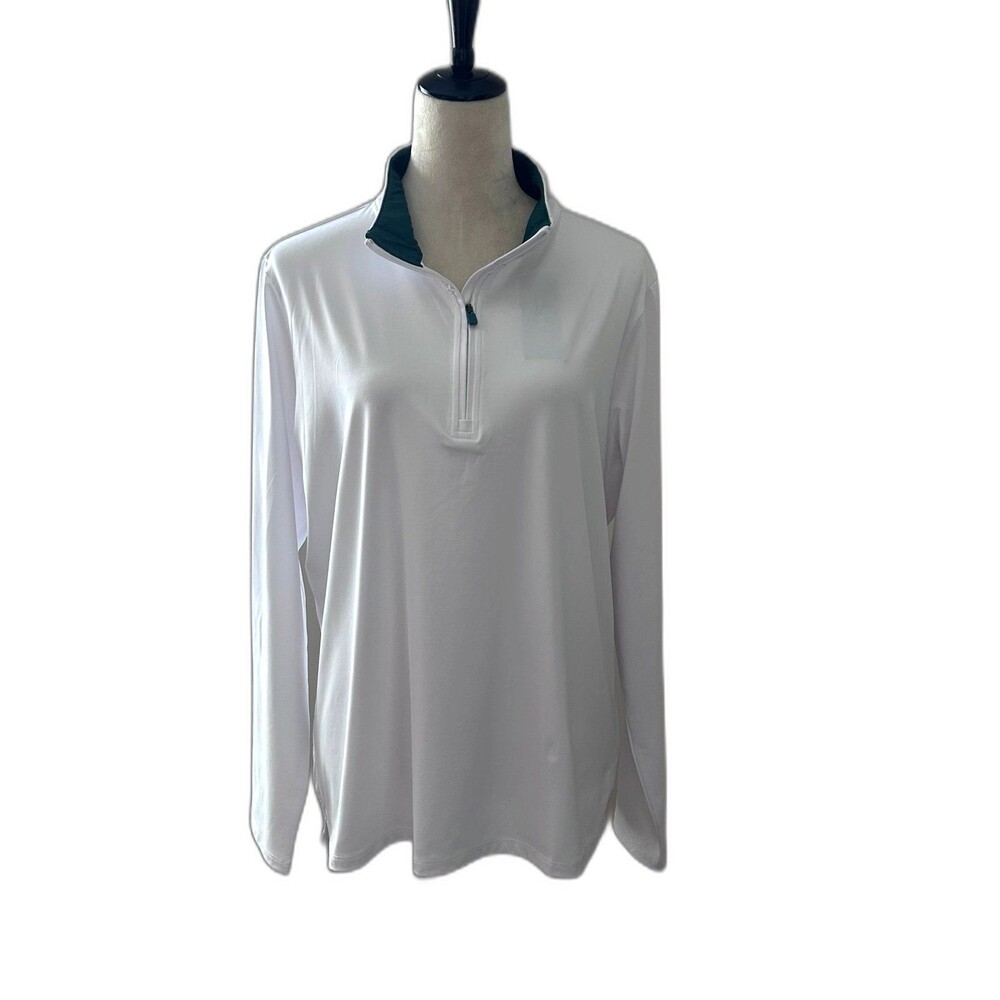 Renwick (RNWK) Shirt Women’s Size XXL Color White/Hunter Green Quarter Zip